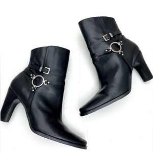 Black Ankle Boots with Buckle Detail